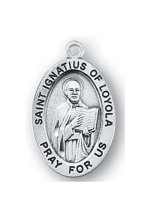 Sterling Silver Oval Shaped Saint Ignatius of Loyola