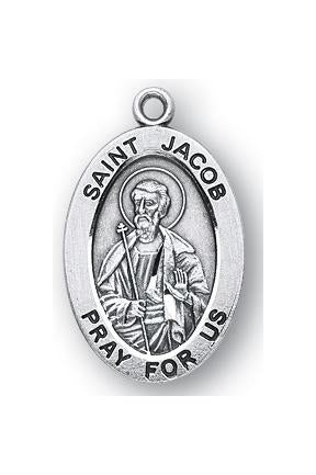 Sterling Silver Oval Shaped Saint Jacob Medal