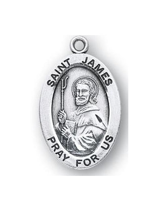Sterling Silver Oval Shaped Saint James Medal