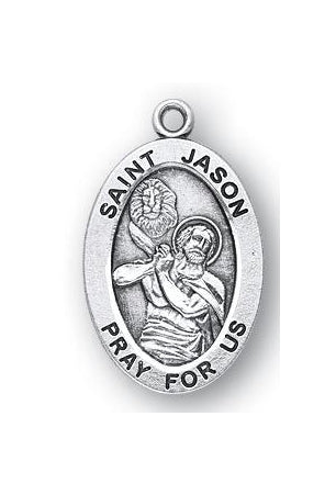 Sterling Silver Oval Saint Jason Medal