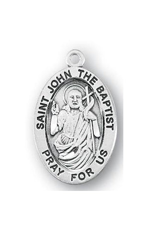Sterling Silver Oval Saint John the Baptist Medal
