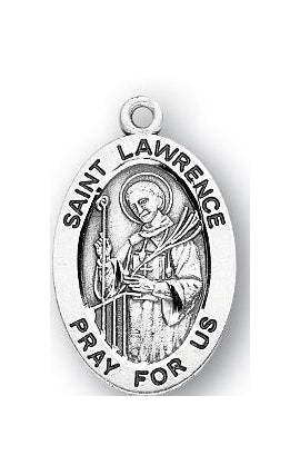 Sterling Silver Oval Shaped Saint Lawrence Medal
