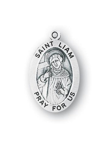 Sterling Silver Oval Shaped Saint Liam Medal