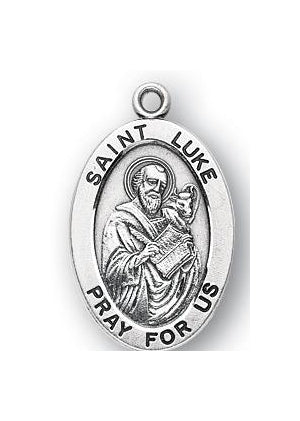 Sterling Silver Oval Shaped Saint Luke Medal