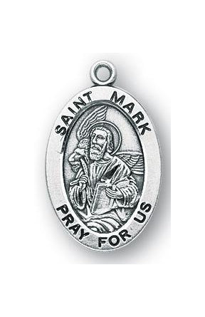 Sterling Silver Oval Shaped Saint Mark Medal