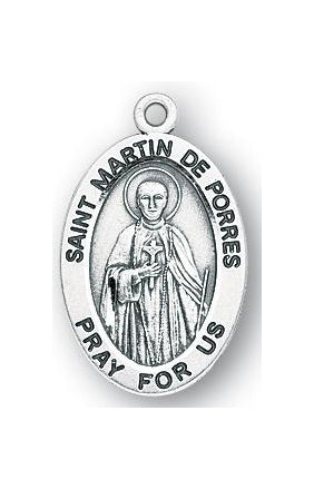 Sterling Silver Oval Shaped Saint Martin De Porres Medal