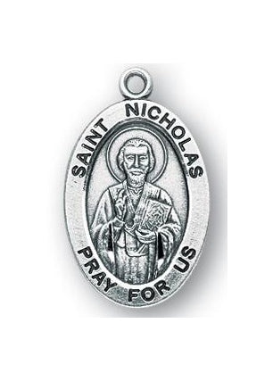Sterling Silver Oval Shaped Saint Nicholas Medal