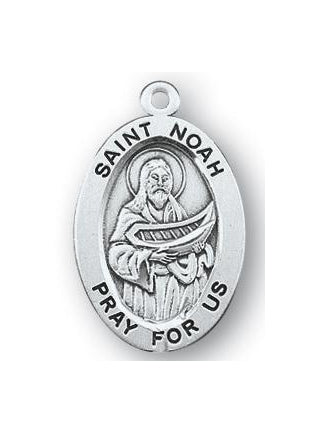 Sterling Silver Oval Shaped Saint Noah Medal
