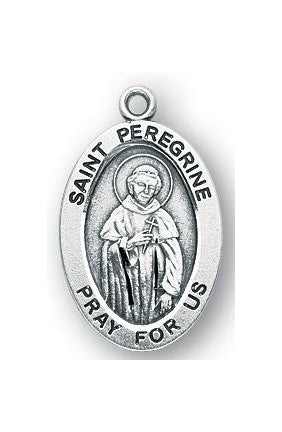 Sterling Silver Oval Shaped Saint Peregrine Medal