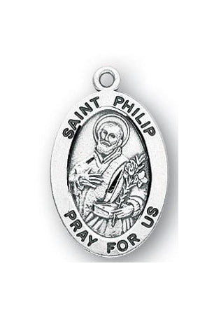 Sterling Silver Oval Shaped Saint Phillip Medal