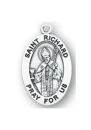 Sterling Silver Oval Shaped Saint Richard Medal