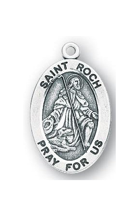 Sterling Silver Oval Shaped Saint Roch Medal