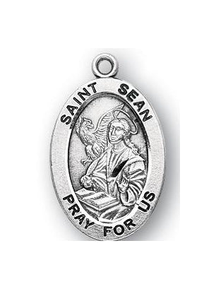Sterling Silver Oval Shaped Saint Sean Medal