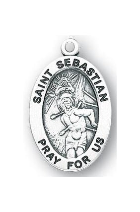 Sterling Silver Oval Shaped Saint Sebastian Medal