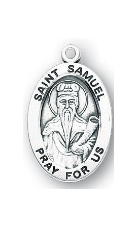 Sterling Silver Oval Shaped Saint Samuel Medal