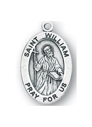 Sterling Silver Oval Shaped Saint William Medal