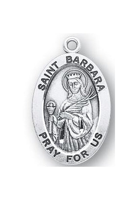 Sterling Silver Oval Shaped Saint Barbara Medal