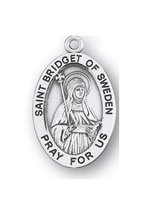 Sterling Silver Oval Shaped Saint Bridget of Sweden Medal
