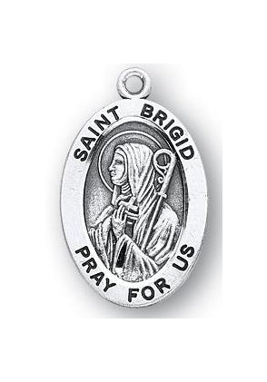 Sterling Silver Oval Shaped Saint Brigid Medal