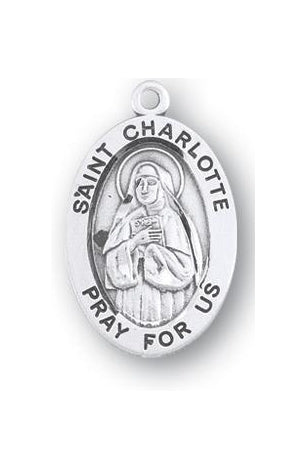 Sterling Silver Oval Shaped Saint Charlotte Medal