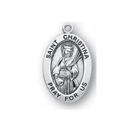 Sterling Silver Oval Shaped Saint Christina Medal