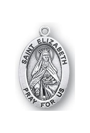 Sterling Silver Oval Shaped Saint Elizabeth Medal