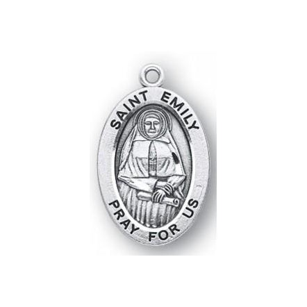 Sterling Silver Oval Shaped Saint Emily Medal