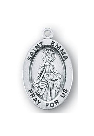 Sterling Silver Oval Shaped Saint Emma Medal