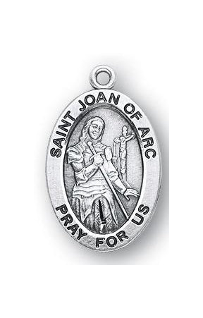 Sterling Silver Oval Shaped Saint Joan of Arc Medal