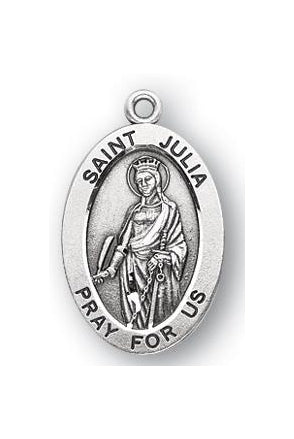 Sterling Silver Oval Shaped Saint Julia Medal