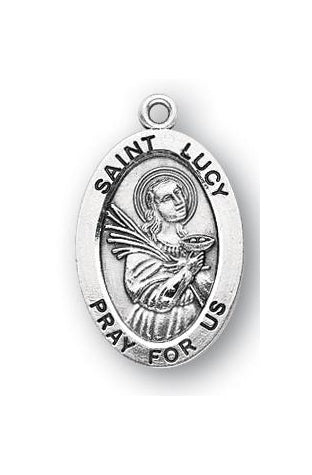 Sterling Silver Oval Shaped Saint Lucy Medal