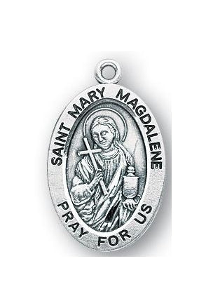 Sterling Silver Oval Shaped Saint Mary Magdalene Medal