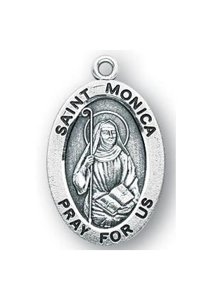 Sterling Silver Oval Shaped Saint Monica Medal