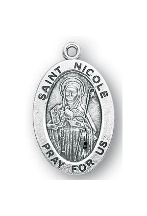 Sterling Silver Oval Shaped Saint Nicole Medal