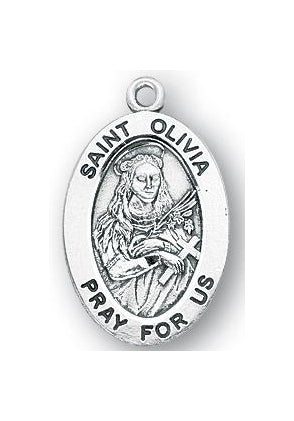 Sterling Silver Oval Shaped Saint Olivia Medal