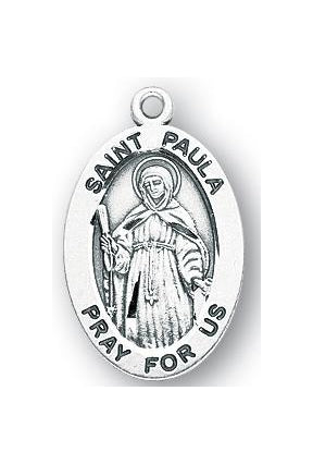 Sterling Silver Oval Shaped Saint Paula Medal