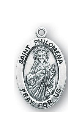Sterling Silver Oval Shaped Saint Philomena Medal