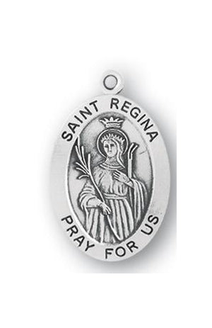 Sterling Silver Oval Shaped Saint Regina Medal