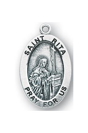 Sterling Silver Oval Shaped Saint Rita Medal