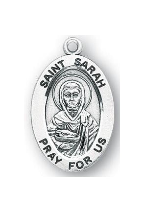 Sterling Silver Oval Shaped Saint Sarah Medal