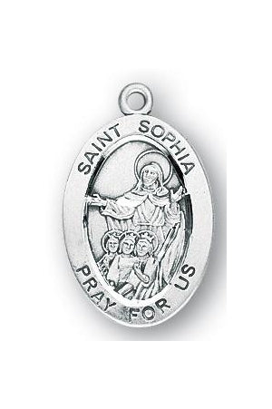 Sterling Silver Oval Shaped Saint Sophia Medal