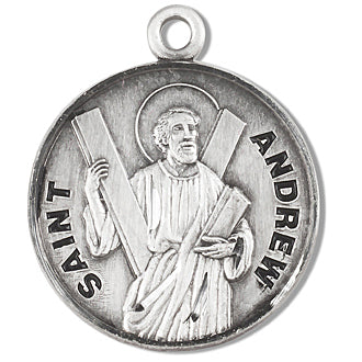 Sterling Silver Round Shaped Saint Andrew Medal