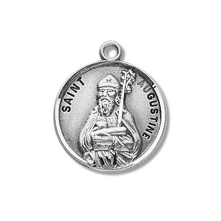 Sterling Silver Round Shaped Saint Augustine Medal
