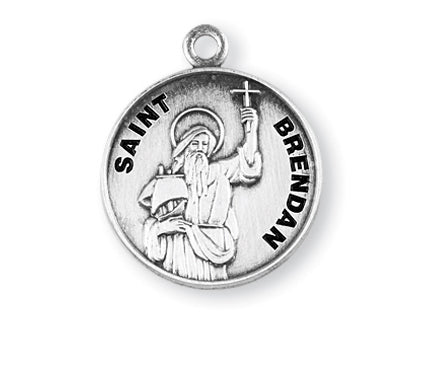 Sterling Silver Round Shaped Saint Brendan Medal