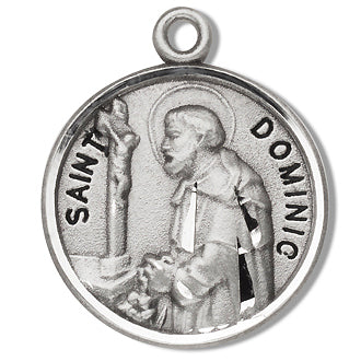 Sterling Silver Round Shaped Saint Dominic Medal