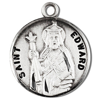 Sterling Silver Round Shaped Saint Edward Medal