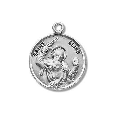 Sterling Silver Round Shaped Saint Elias Medal