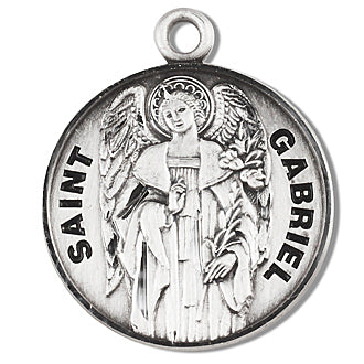 Sterling Silver Round Shaped Saint Gabriel Medal