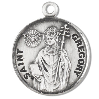 Sterling Silver Round Shaped Saint Gregory Medal