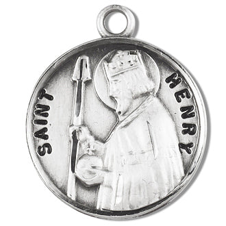 Sterling Silver Round Shaped Saint Henry Medal
